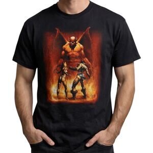Vintage Boris Vallejo Demon Slayer Casual T Shirt Graphic Print Cotton Black L